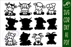Farm animals two layer laser cut SVG files Product Image 3