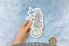 Cute Feminine Seahorse Unicorn Sticker Product Image 1