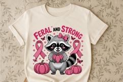 Cute Feral and Strong Raccoon PNG, Breast Cancer Awareness Product Image 4