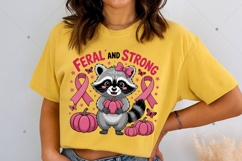 Cute Feral and Strong Raccoon PNG, Breast Cancer Awareness Product Image 5