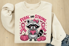 Cute Feral and Strong Raccoon PNG, Breast Cancer Awareness Product Image 6