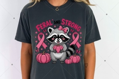 Cute Feral and Strong Raccoon PNG, Breast Cancer Awareness Product Image 7