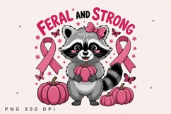 Cute Feral and Strong Raccoon PNG, Breast Cancer Awareness Product Image 2