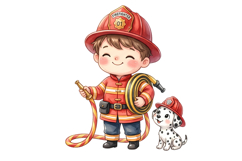 Cute Firefighter Boy Png | Firefighter Png Product Image 1