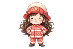 Cute Firefighter Girl Png | Firefighter Png Product Image 1