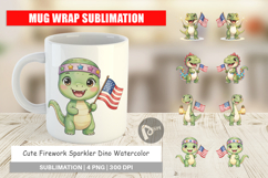 Cute Firework Sparkler Dino Mug Wrap Product Image 1