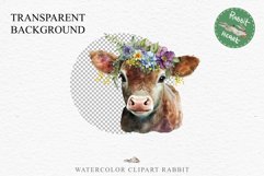 Cute Floral Baby Cow Flowers Watercolor Clipart PNG Highland Transparent t-shirt designs sublimation kids printable digital nursery wall art farm animals watercolor floral baby cow png, highland cow clipart, cow couple, farm animals clip art, sublimation
