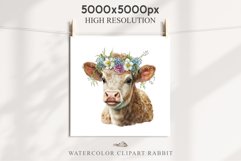 Cute Floral Baby Cow Flowers Watercolor Clipart PNG Highland Transparent t-shirt designs sublimation kids printable digital nursery wall art farm animals watercolor floral baby cow png, highland cow clipart, cow couple, farm animals clip art, sublimation