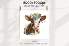 Cute Floral Baby Cow Flowers Watercolor Clipart PNG Highland Transparent t-shirt designs sublimation kids printable digital nursery wall art farm animals watercolor floral baby cow png, highland cow clipart, cow couple, farm animals clip art, sublimation