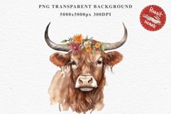 Cute Floral Baby Highland Cow Flowers Watercolor Clipart PNG Transparent t-shirt designs sublimation kids printable digital nursery wall art farm animals watercolor floral baby cow png, highland cow clipart, cow couple, farm animals clip art illustration