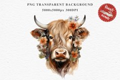 Cute Floral Baby Highland Cow Flowers Watercolor Clipart PNG Transparent t-shirt designs sublimation kids printable digital nursery wall art farm animals watercolor floral baby cow png, highland cow clipart, cow couple, farm animals clip art illustration