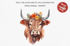 Cute Floral Baby Highland Cow Flowers Watercolor Clipart PNG Transparent t-shirt designs sublimation kids printable digital nursery wall art farm animals watercolor floral baby cow png, highland cow clipart, cow couple, farm animals clip art illustration