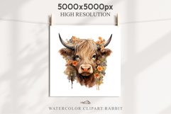 Cute Floral Baby Highland Cow Flowers Watercolor Clipart PNG Transparent t-shirt designs sublimation kids printable digital nursery wall art farm animals watercolor floral baby cow png, highland cow clipart, cow couple, farm animals clip art illustration