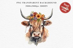 Cute Floral Baby Highland Cow Flowers Watercolor Clipart PNG Transparent t-shirt designs sublimation kids printable digital nursery wall art farm animals watercolor floral baby cow png, highland cow clipart, cow couple, farm animals clip art illustration