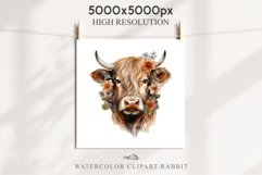 Cute Floral Baby Highland Cow Flowers Watercolor Clipart PNG Transparent t-shirt designs sublimation kids printable digital nursery wall art farm animals watercolor floral baby cow png, highland cow clipart, cow couple, farm animals clip art illustration