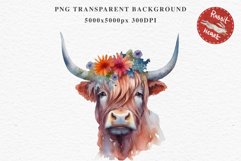 Cute Floral Baby Highland Cow Flowers Watercolor Clipart PNG Transparent t-shirt designs sublimation kids printable digital nursery wall art farm animals watercolor floral baby cow png, highland cow clipart, cow couple, farm animals clip art illustration