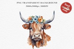 Cute Floral Baby Highland Cow Flowers Watercolor Clipart PNG Transparent t-shirt designs sublimation kids printable digital nursery wall art farm animals watercolor floral baby cow png, highland cow clipart, cow couple, farm animals clip art illustration