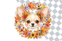 Cute Floral Fall Dog Head PNG Clipart Bundle Product Image 2