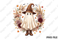 Cute Floral Ghost Witch PNG Product Image 1