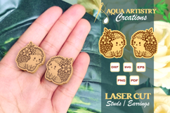 Cute Wild Hedgehog Studs Earrings, Laser Cut Template SVG Product Image 1