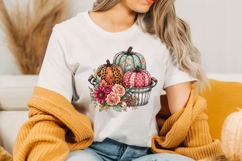 Cute Floral Patterned Pumpkins Fall PNG Sublimation Design Product Image 2