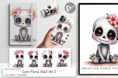 Cute Floral Skull Digital Paper Product Image 1