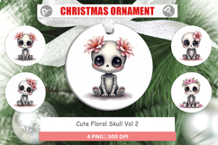 Cute Floral Skull Ornament Product Image 1