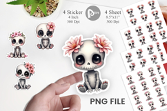 Cute Floral Skull Sticker Product Image 1