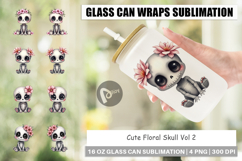 Cute Floral Skull Glass Can Product Image 1