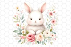 Cute Floral Watercolor Bunny Clipart