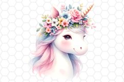 Cute Floral Watercolor Unicorn Clipart Sublimation