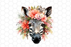 Cute Floral Watercolor Zebra Cliparts