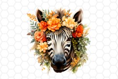 Cute Floral Watercolor Zebra Cliparts