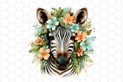 Cute Floral Watercolor Zebra Cliparts