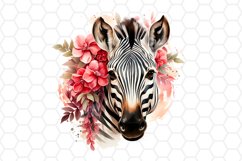 Cute Floral Watercolor Zebra Cliparts