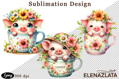 Cute flowers dog animals in a cup for Mother&#039;s Day, clipart Product Image 1