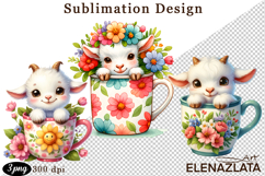 Cute flowers dog animals in a cup for Mother&#039;s Day, clipart Product Image 1
