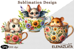 Cute flowers dog animals in a cup for Mother&#039;s Day, clipart Product Image 1