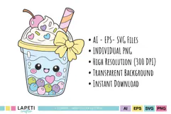 Cute food clipart with colorful dessert inspired illustrations