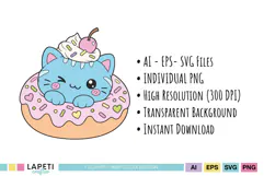 Cute food clipart with colorful sweet treat inspired illustrations