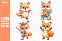 Cute Fox Activity Clipart PNG for Kids
