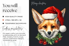 Cute fox Christmas Animals clipart PNG for Sublimation Product Image 2