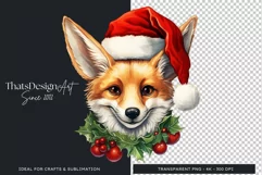 Cute fox Christmas Animals clipart PNG for Sublimation Product Image 4