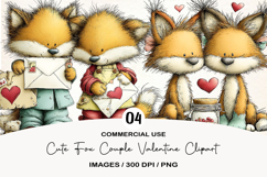 Cute Fox Couple Valentine Clipart Product Image 1