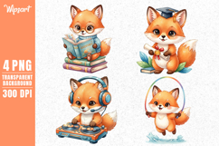 Cute Fox Learning and Fun Clipart PNG