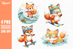 Cute Fox Sports and Adventure Clipart PNG