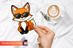 Cute Fox with Sunglasses Sticker, Adorable Fox Sticker Product Image 1