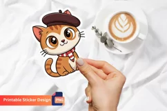 Cute French Cat Sticker, Adorable French Cat Sticker Product Image 1