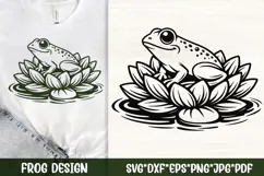 Adorable frog sitting on a lily pad. Perfect SVG for Cricut crafts, nursery decor, kids projects, stickers and nature-themed designs.