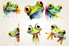 Frog Peeking 36 PNG 4K UHD Bundle | Kawaii Frog Clipart Product Image 3